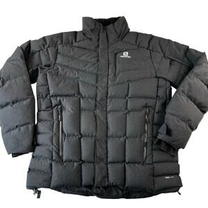 Salomon Down filled Ski Jacket Coat Women's size Medium charcoal Black